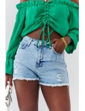 Distressed denim shorts with abrasions 30071 - Online store - Boutique